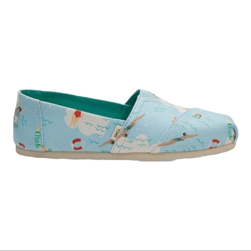 TOMS Classic Alpargata Blue Glow Swimmers Slip On Shoe Size 7.5 Women - Picture 1 of 13